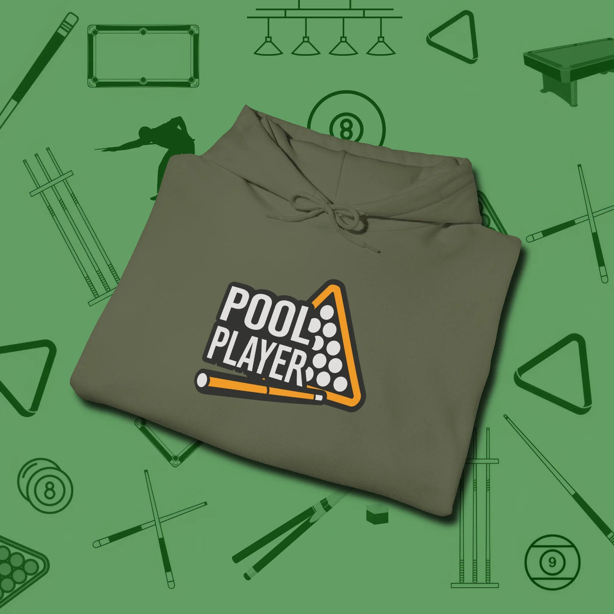 Hoodie, folded view, in Military Green dress for the shot you want to take