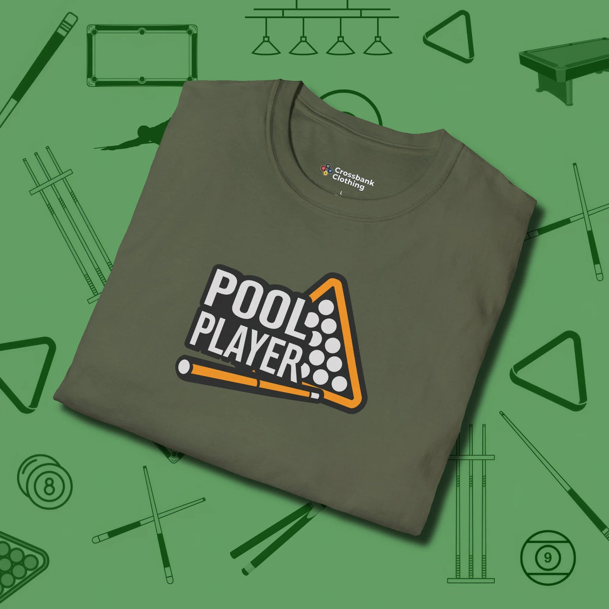 T-Shirt, folded view, in Military Green table-tested, street-approved style