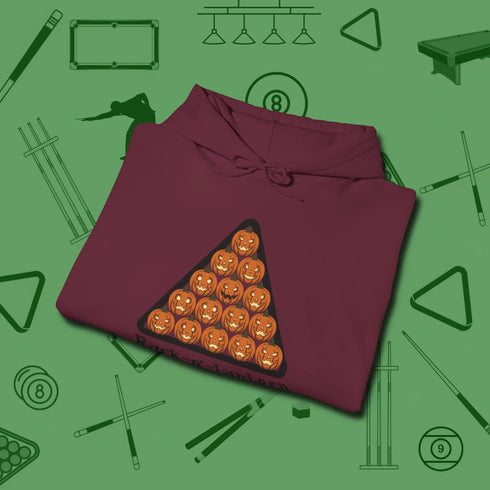 Rack O Lantern Hoodie, folded view, in Maroon attitude built for the long haul