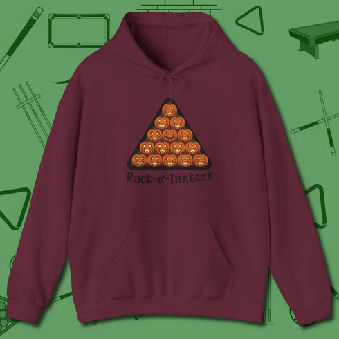 Rack O Lantern Hoodie, front view, in Maroon for players who live the game