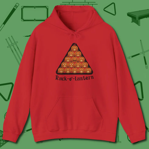 Rack O Lantern Hoodie, front view, in Red for players who live the game