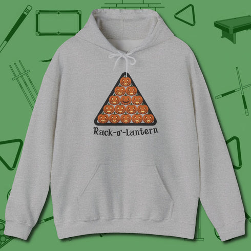 Rack O Lantern Hoodie, front view, in Sport Grey smart enough for the felt and the street