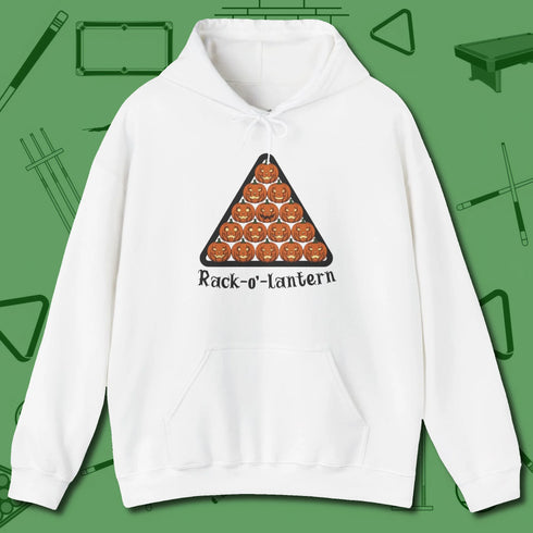 Rack O Lantern Hoodie, front view, in White for players who live the game