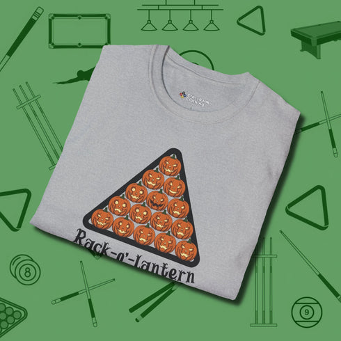 Rack-O'-Lantern T-Shirt, folded view, in Sport Grey where cue control meets personal style
