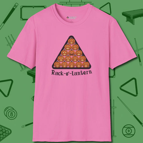 Rack-O'-Lantern T-Shirt, front view, in Azalea what champions wear between racks