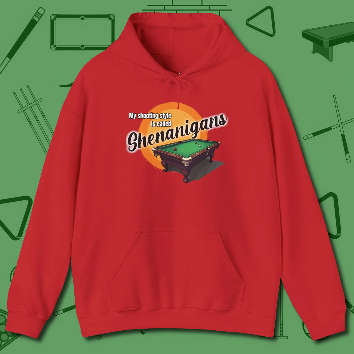 Shenanigans Style Hoodie, front view, in Red ideal for clean hits and clean fits