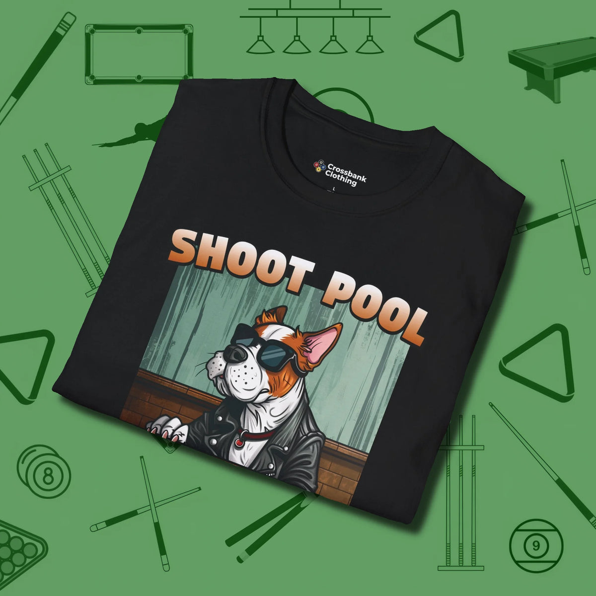 Shoot Get Bitches T-Shirt, folded view, in Black what champions wear between racks