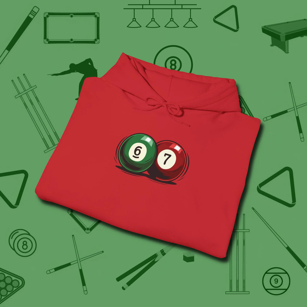 Six Seven Hoodie, folded view, in Red built for bold breaks and quiet confidence