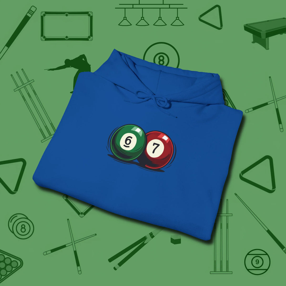 Six Seven Hoodie, folded view, in Royal look good while calling your pocket