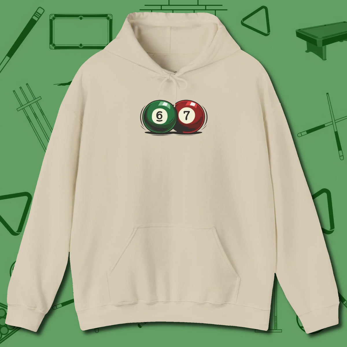 Six Seven Hoodie, front view, in Sand cool under pressure, hot on the eyes