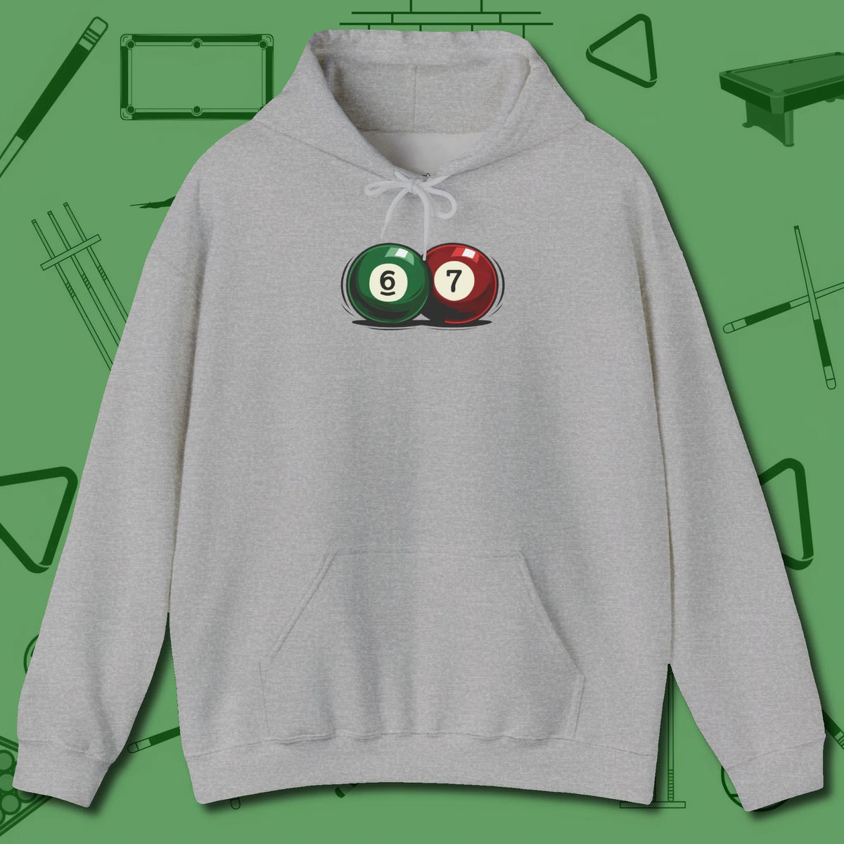 Six Seven Hoodie, front view, in Sport Grey smart enough for the felt and the street