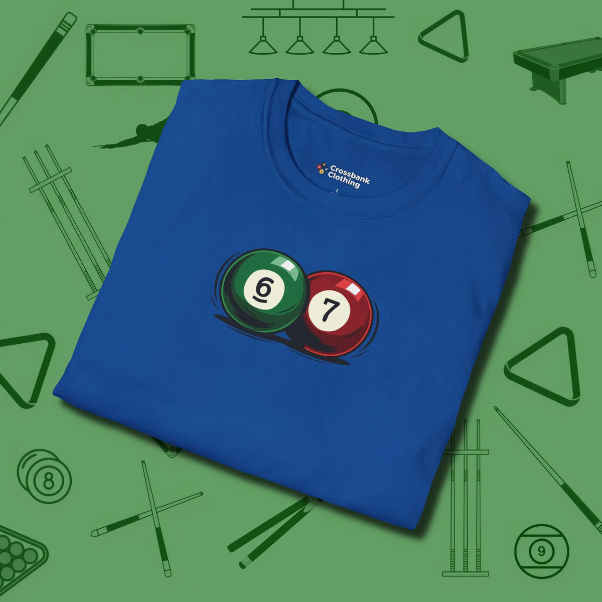 Six Seven T-Shirt, folded view, in Royal smart apparel for strategic players