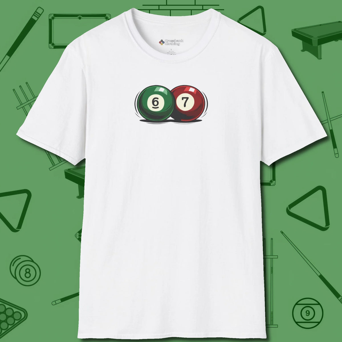 Six Seven T-Shirt, front view, in White play in style, win in silence