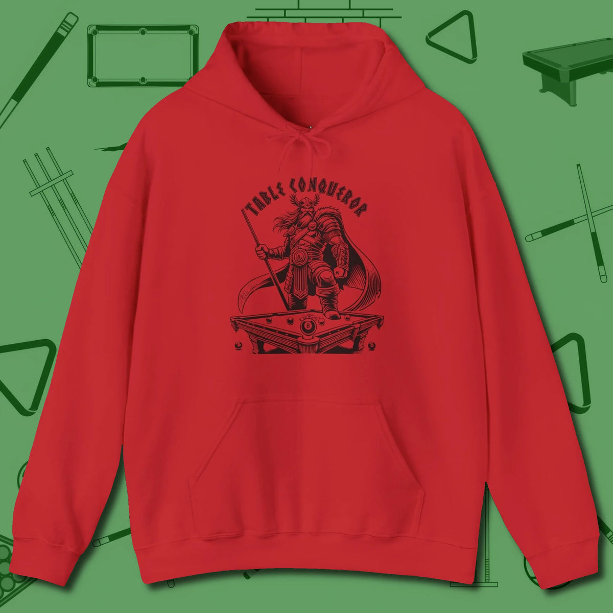 Table Conqueror Hoodie, front view, in Red built for bold breaks and quiet confidence