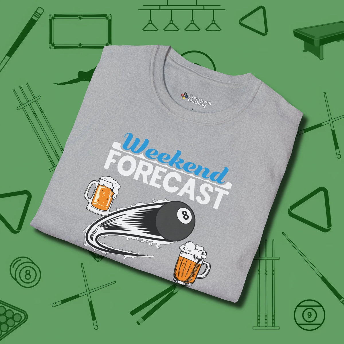Weekend Forecast T-Shirt, folded view, in Sport Grey fashion with break-and-run energy