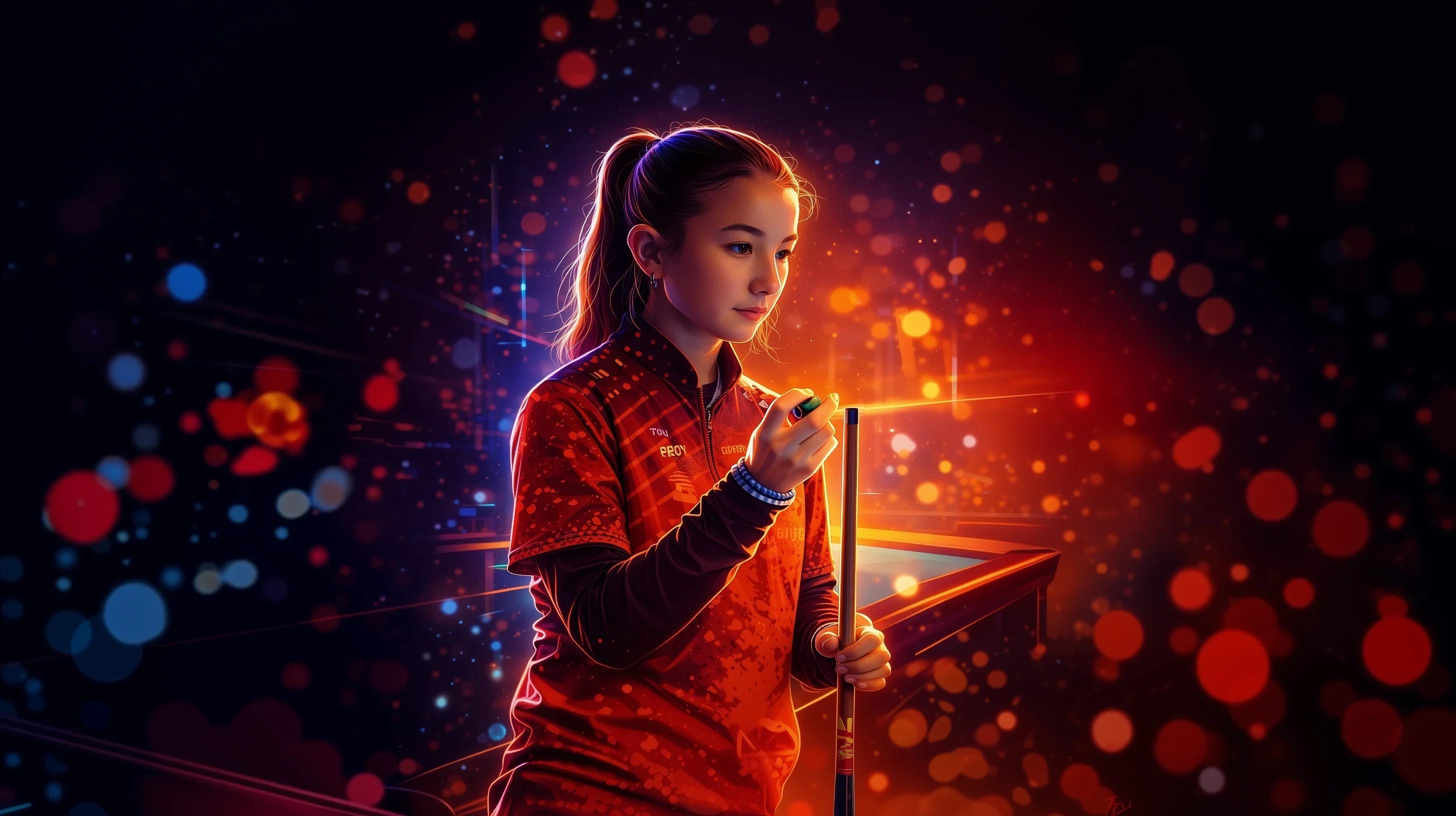 Savannah Easton against a cosmic background