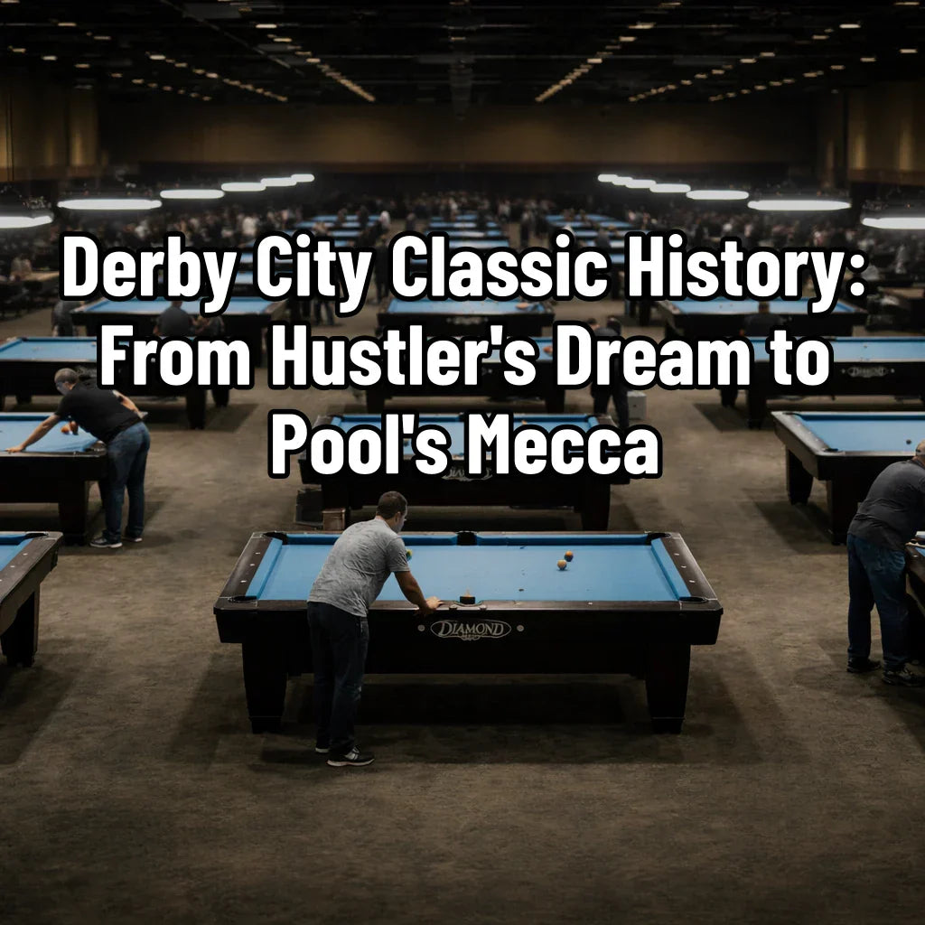 Derby City Classic pool tournament showcasing bank pool, one-pocket, and nine-ball competition
