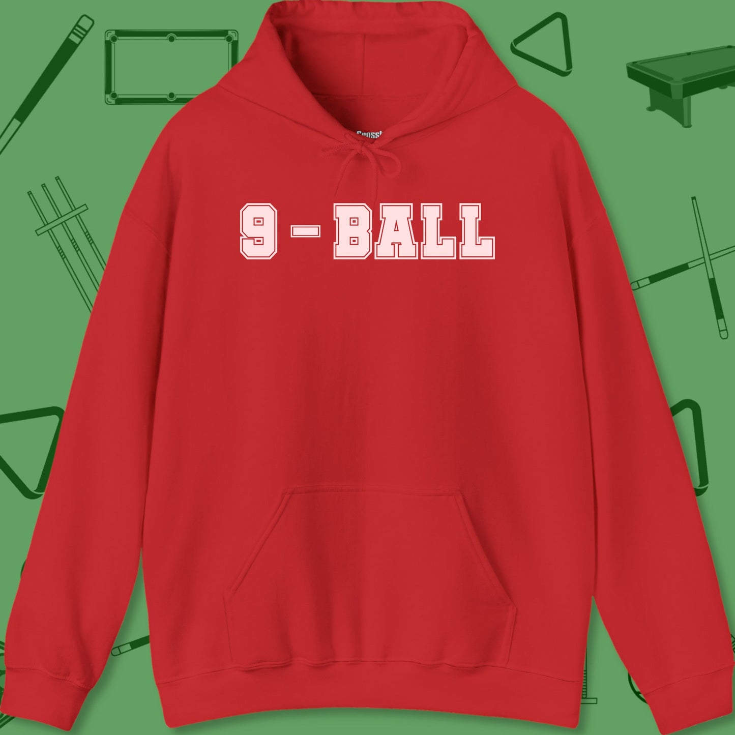 A Hoodie with billiards-themed design from Crossbank Clothing