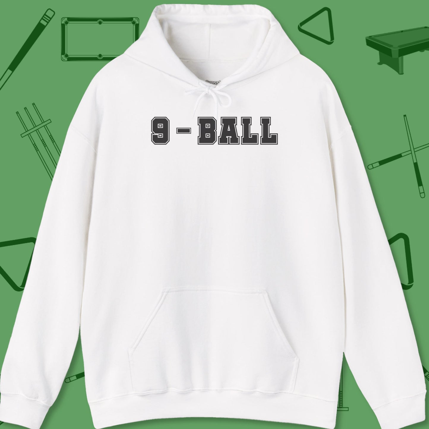 A Hoodie with billiards-themed design from Crossbank Clothing