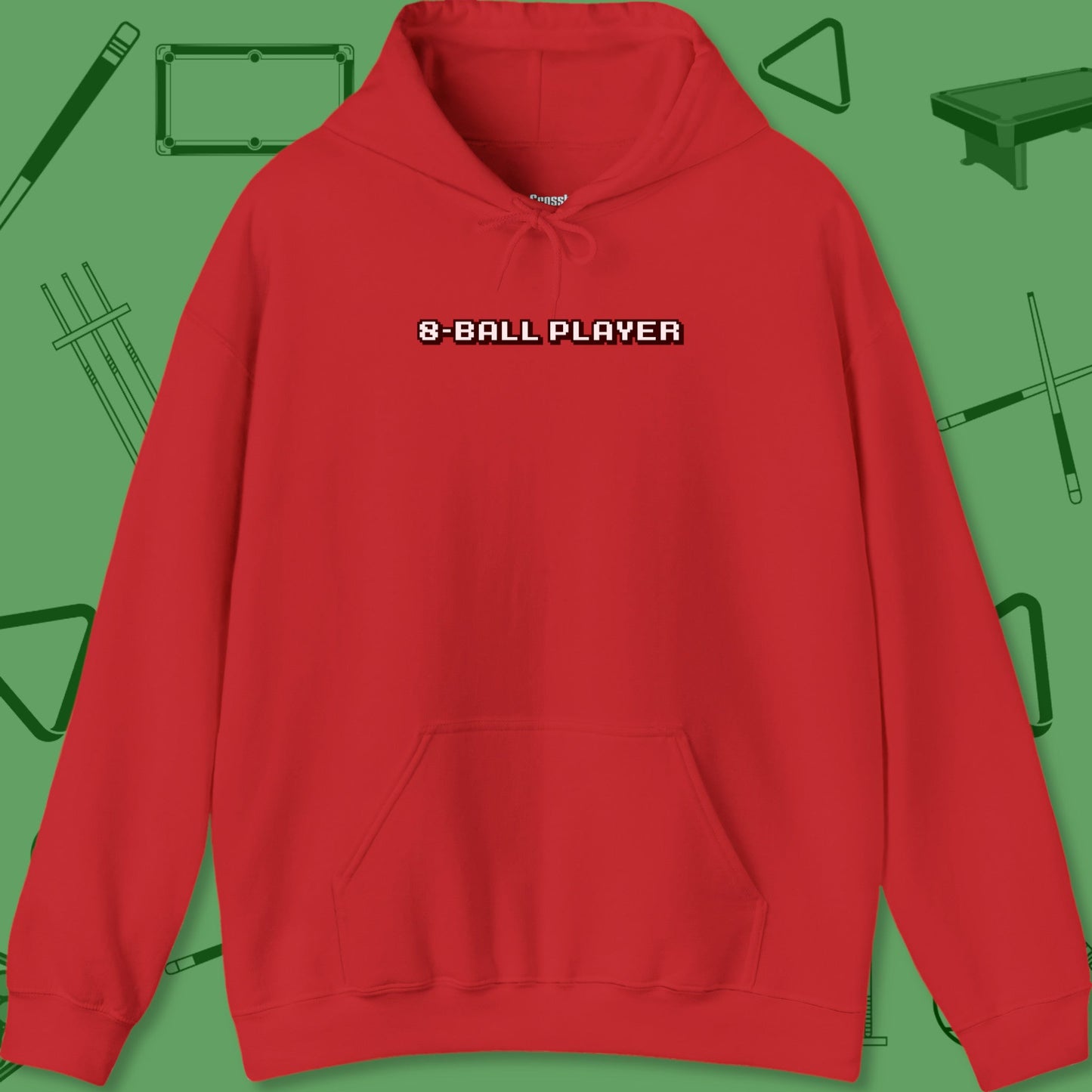 A Hoodie with billiards-themed design from Crossbank Clothing