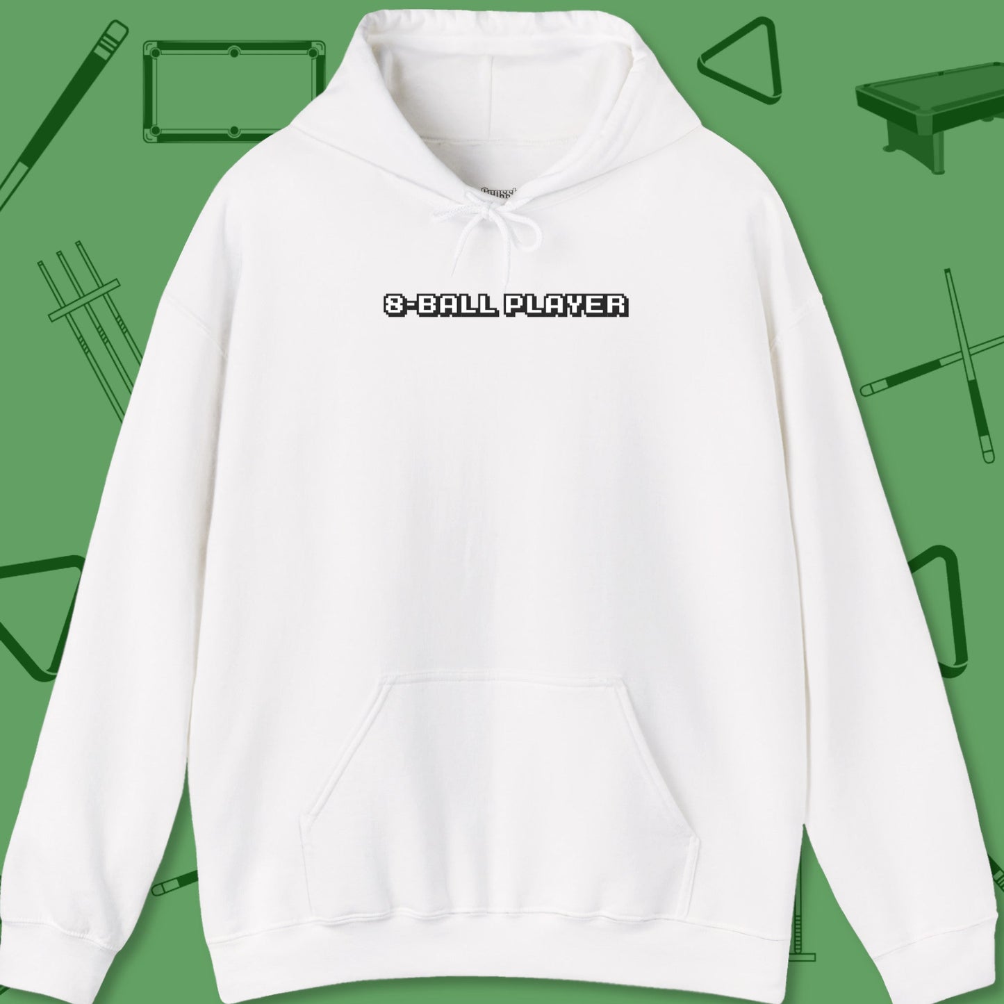 A Hoodie with billiards-themed design from Crossbank Clothing