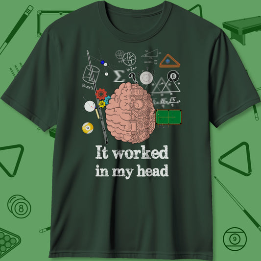 A T-Shirt titled "It Worked In My Head T-Shirt - Pool Plans | 7 Colors" from Crossbank Clothing