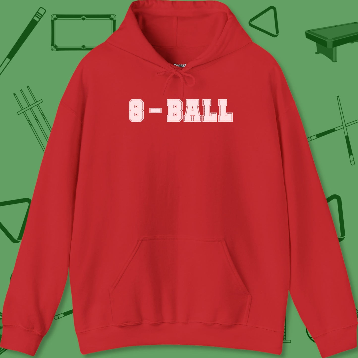 A Hoodie with billiards-themed design from Crossbank Clothing