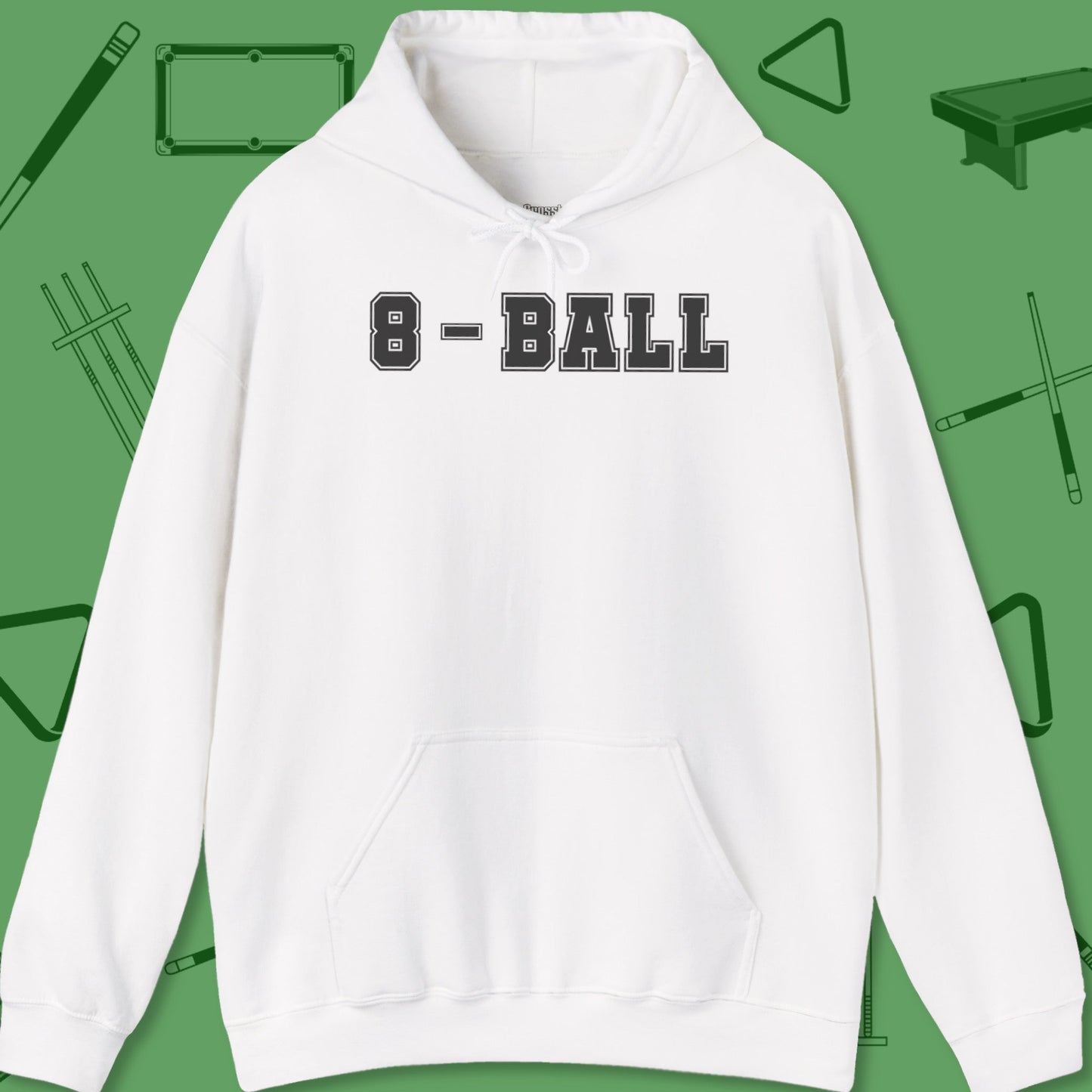 A Hoodie with billiards-themed design from Crossbank Clothing