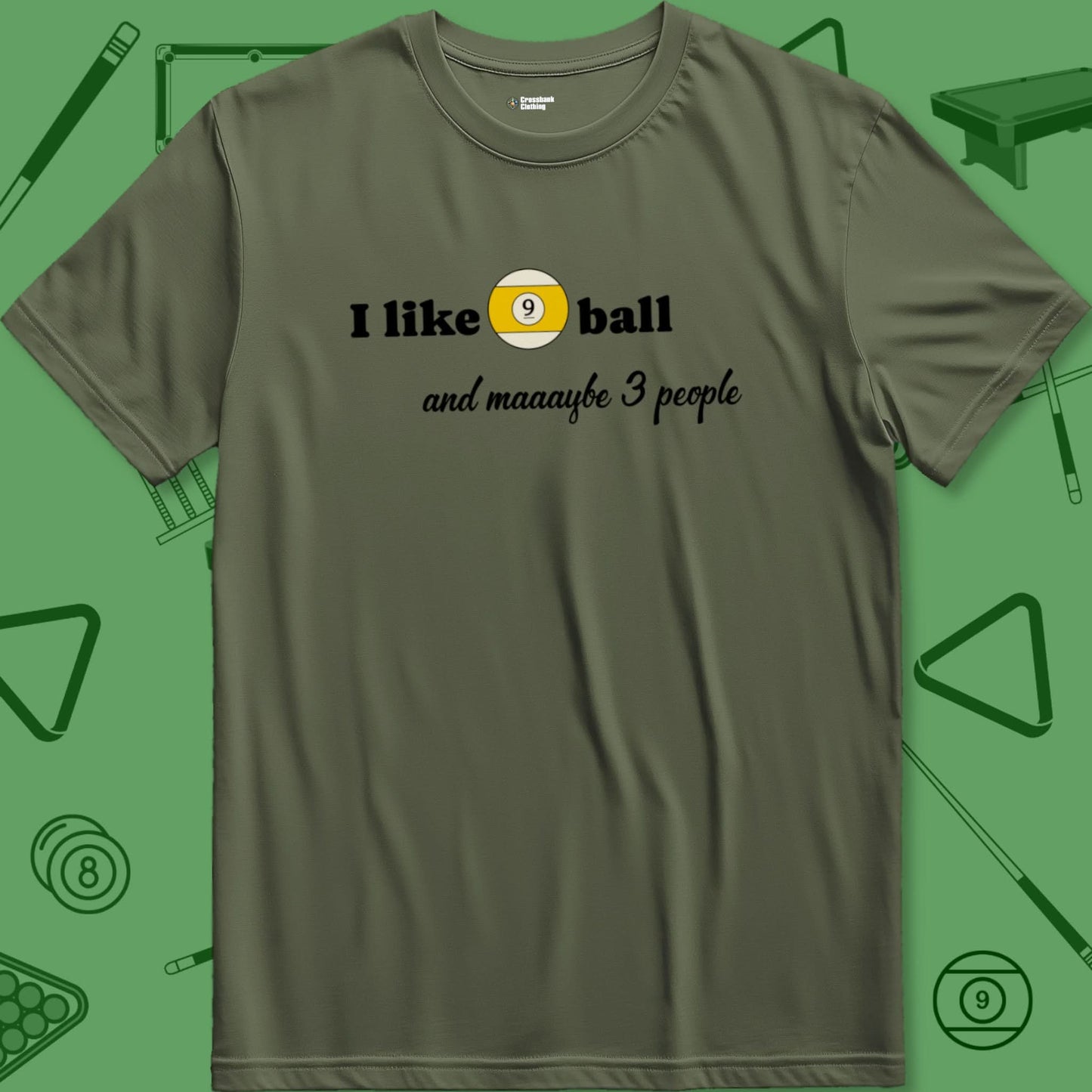 A T-Shirt with billiards-themed design from Crossbank Clothing