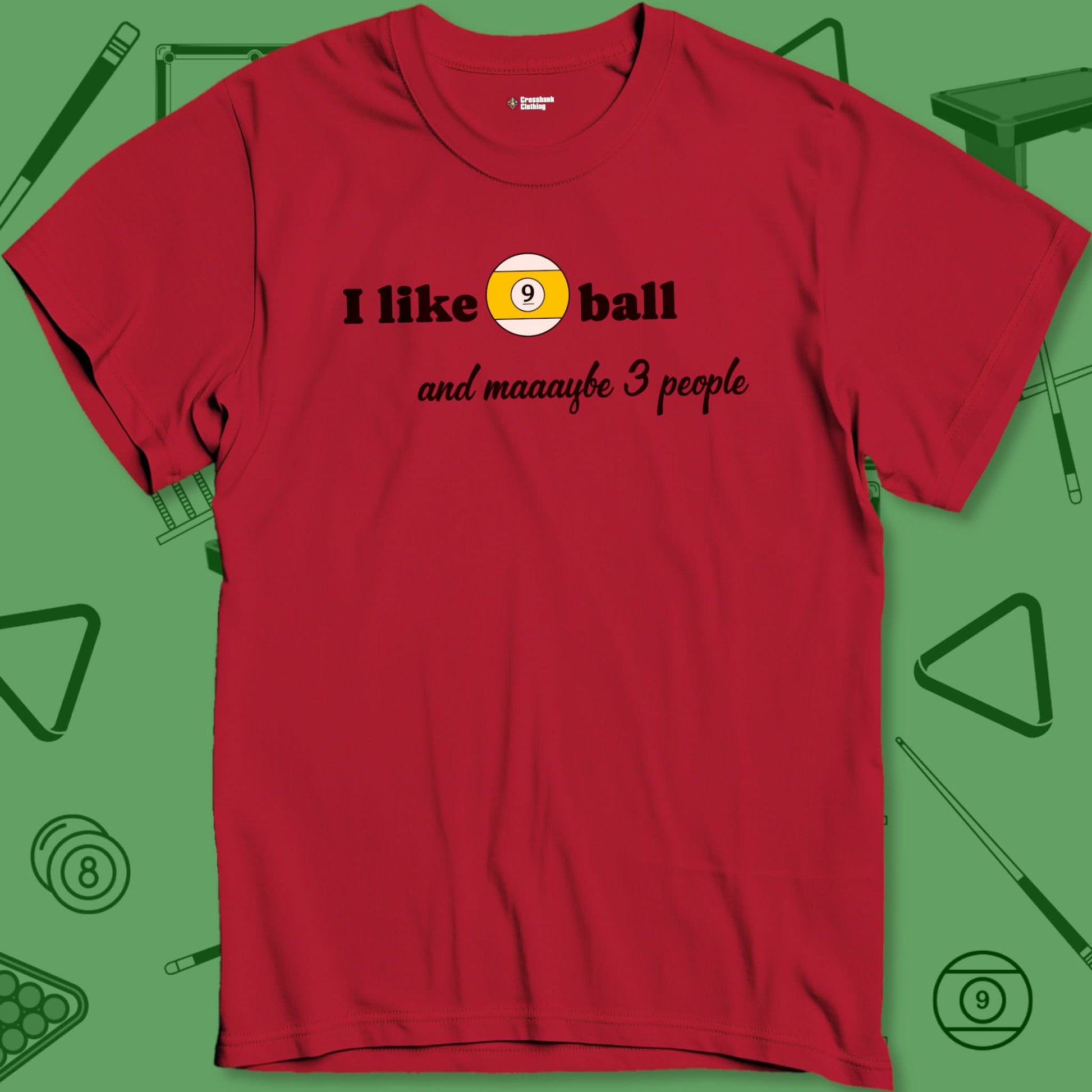 A T-Shirt with billiards-themed design from Crossbank Clothing