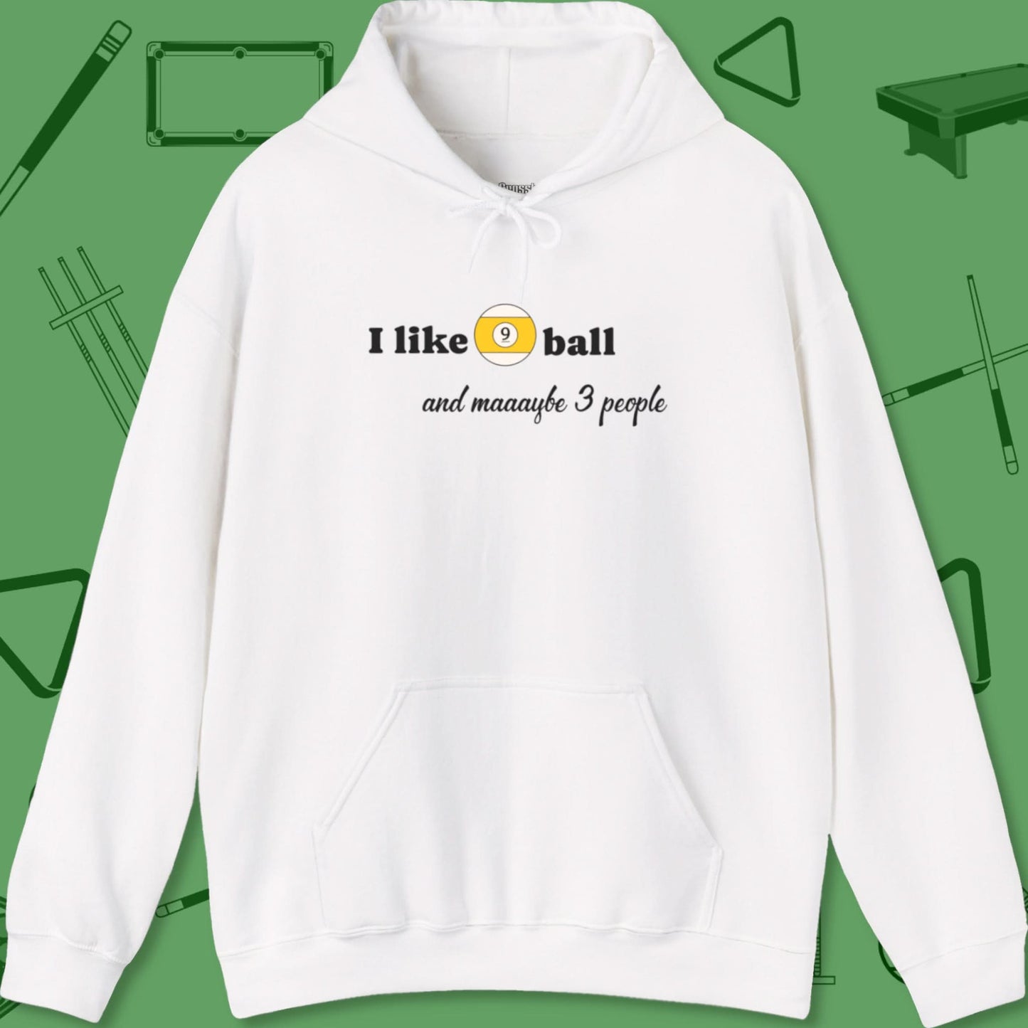 A Hoodie with billiards-themed design from Crossbank Clothing