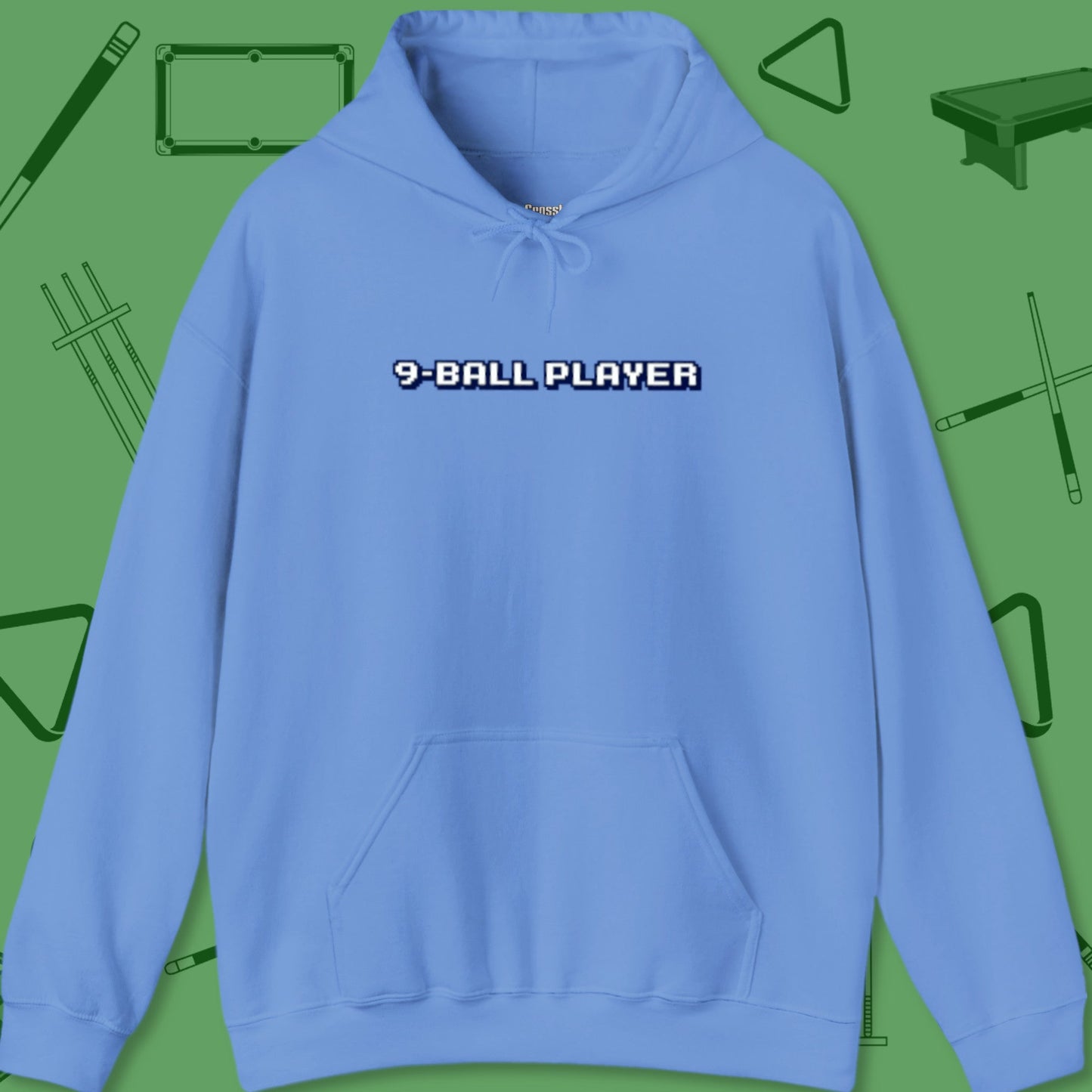 A Hoodie with billiards-themed design from Crossbank Clothing