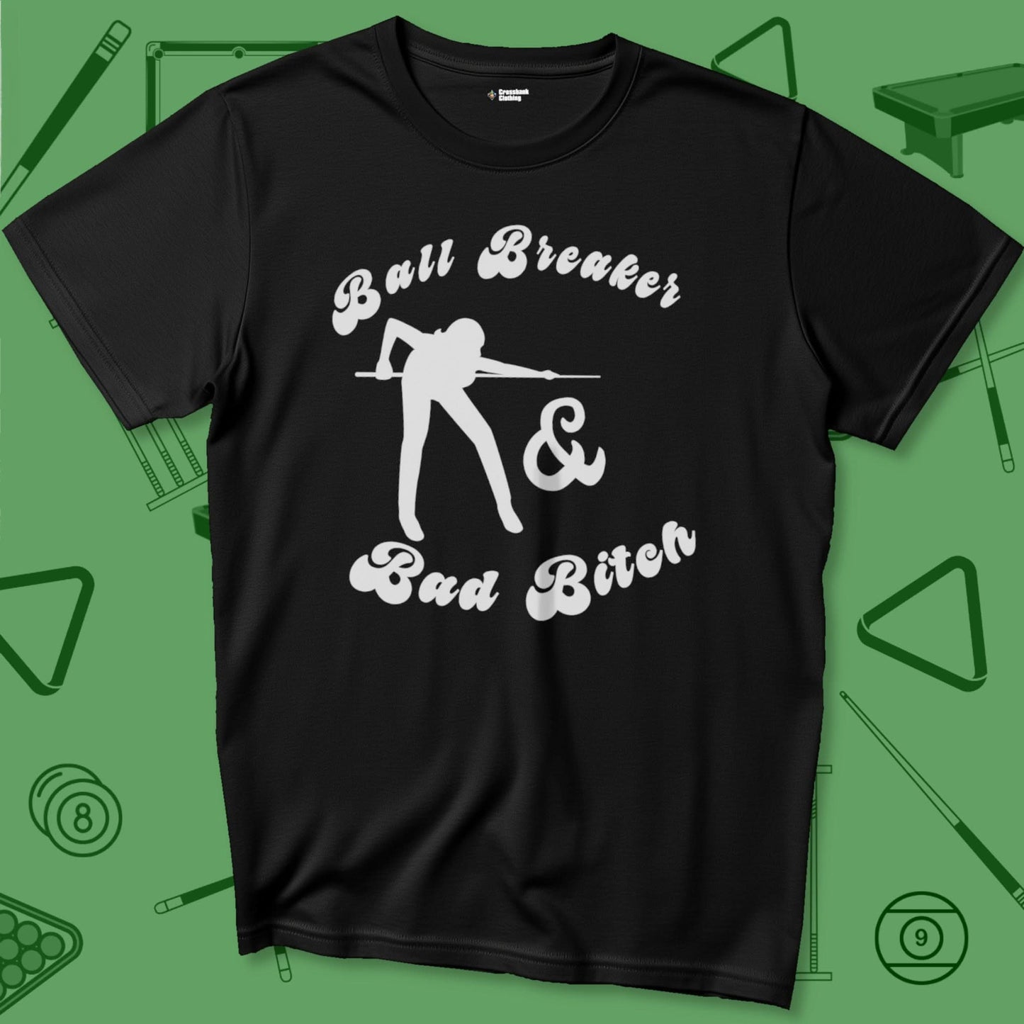 A T-Shirt with billiards-themed design from Crossbank Clothing