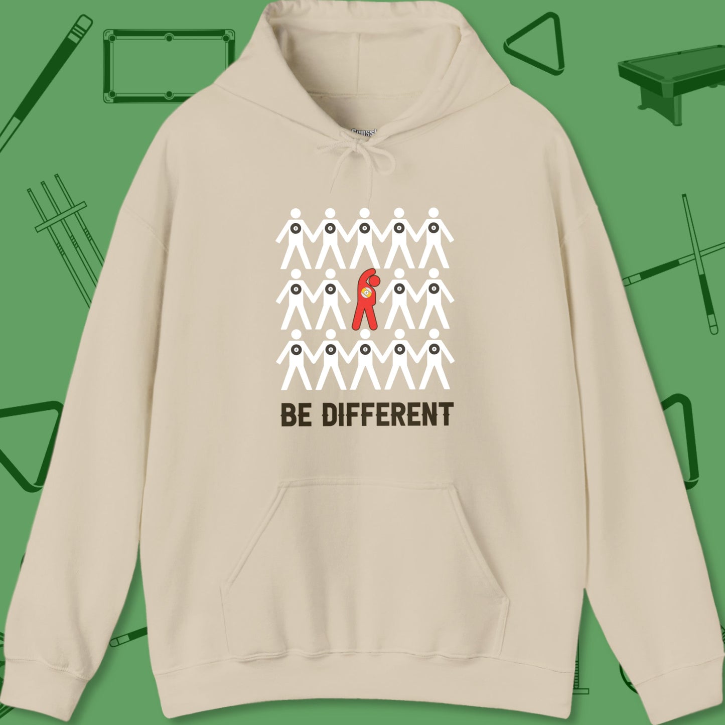 A Hoodie with billiards-themed design from Crossbank Clothing