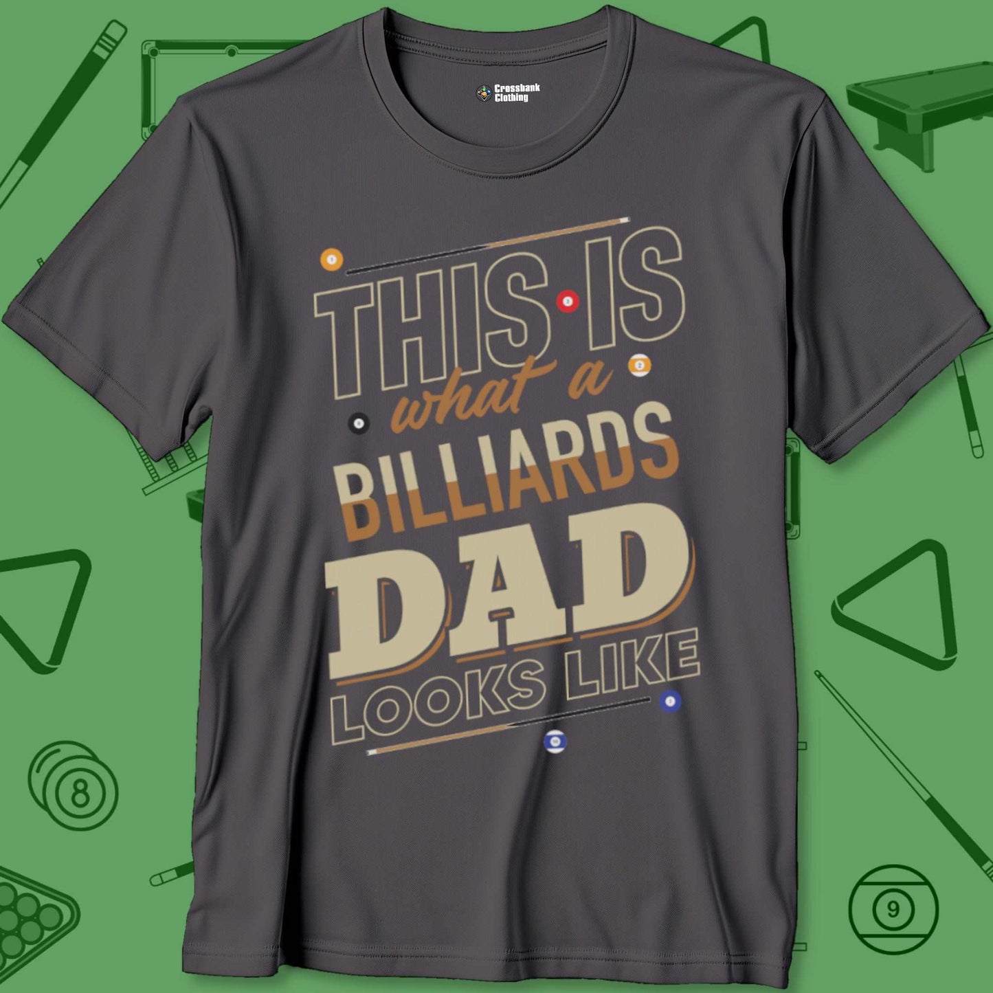 A T-Shirt with billiards-themed design from Crossbank Clothing