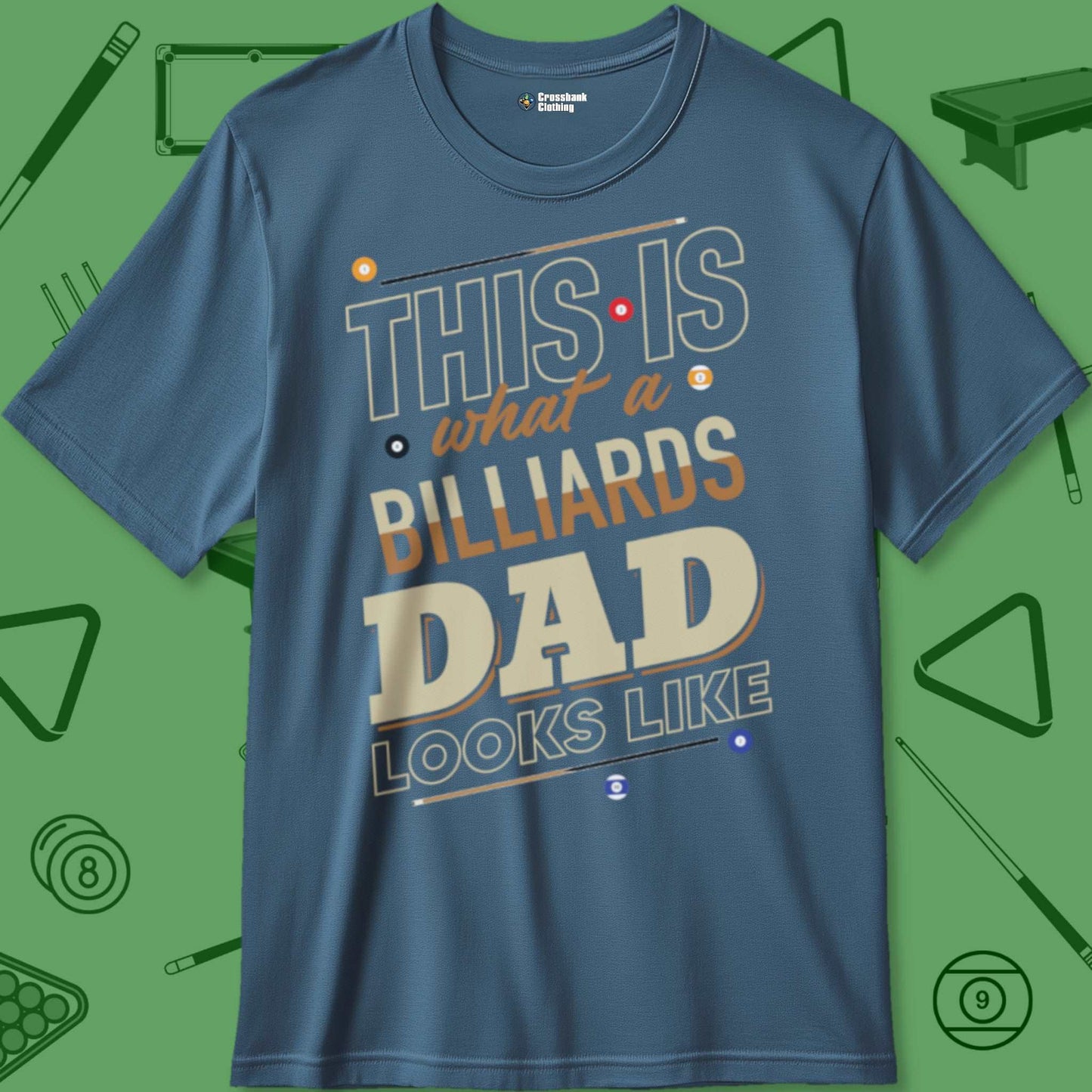 A T-Shirt with billiards-themed design from Crossbank Clothing