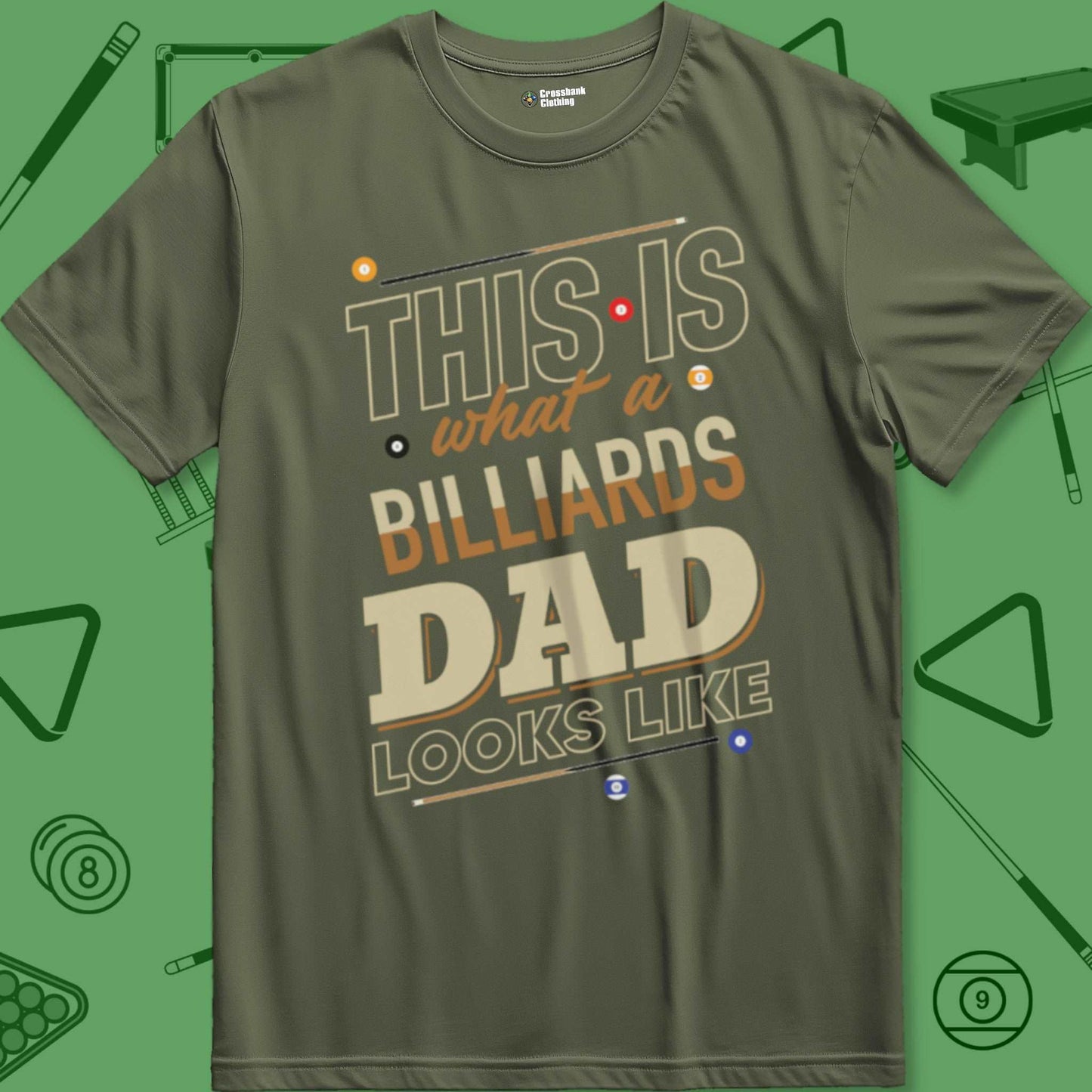 A T-Shirt with billiards-themed design from Crossbank Clothing