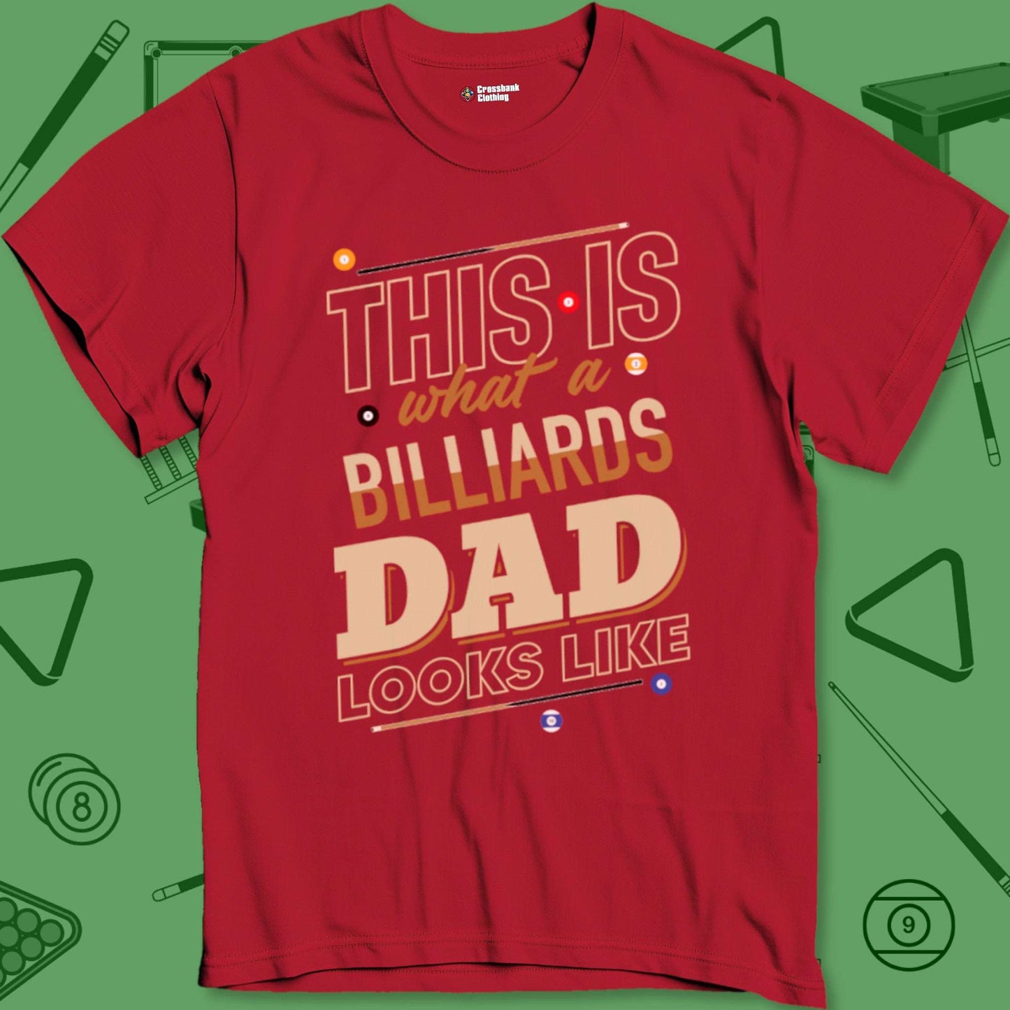 A T-Shirt with billiards-themed design from Crossbank Clothing