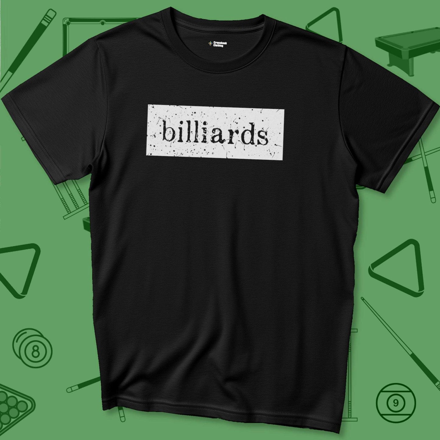 A T-Shirt with billiards-themed design from Crossbank Clothing