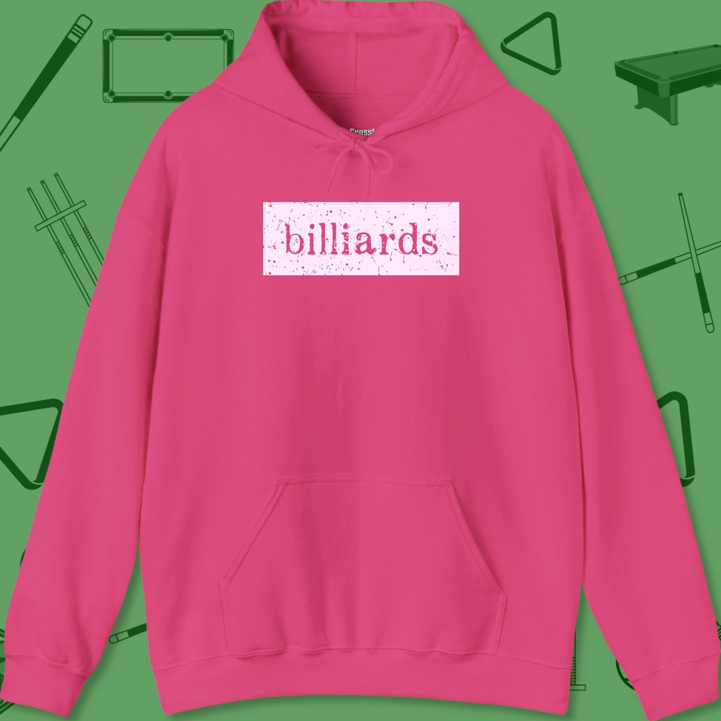 A Hoodie with billiards-themed design from Crossbank Clothing