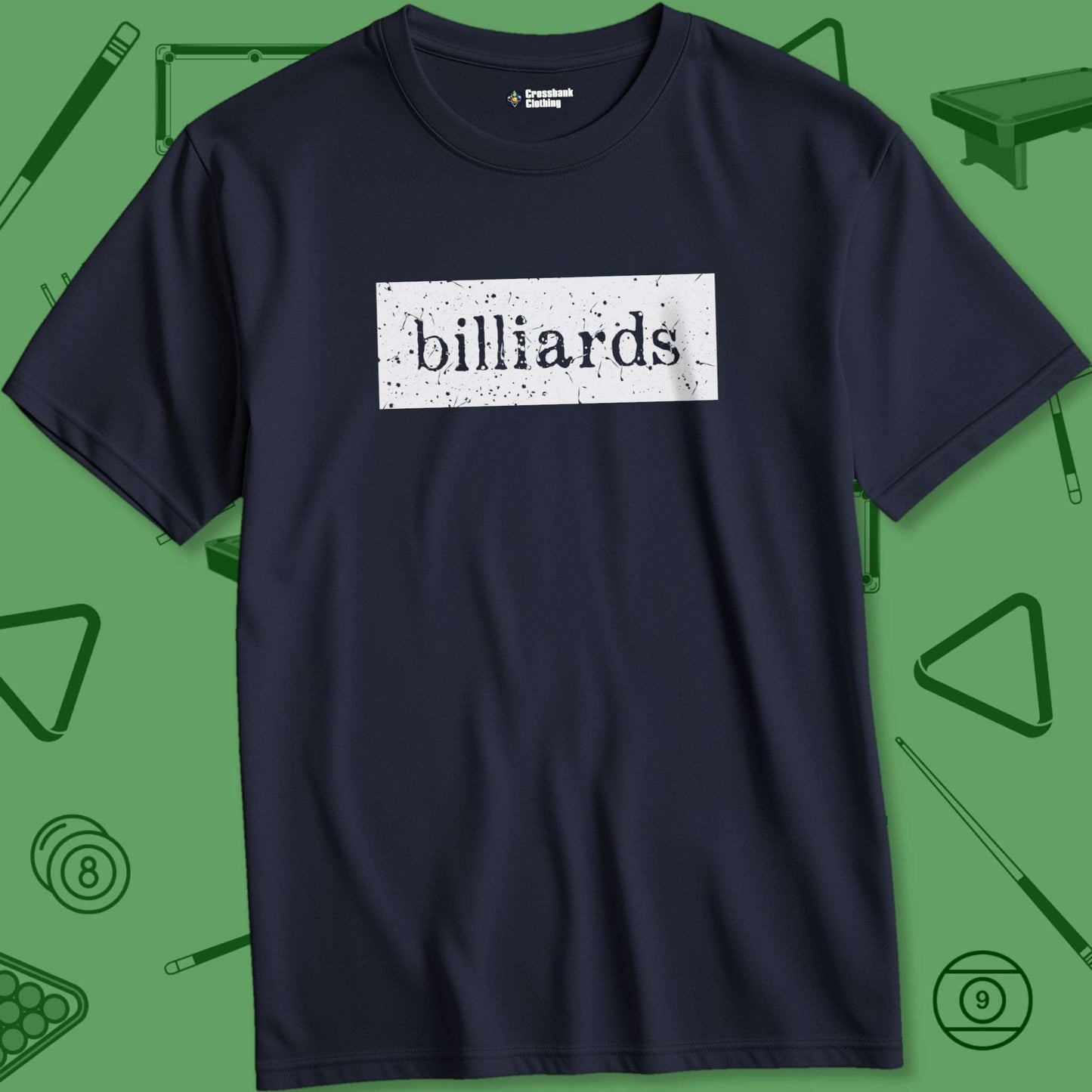 A T-Shirt with billiards-themed design from Crossbank Clothing