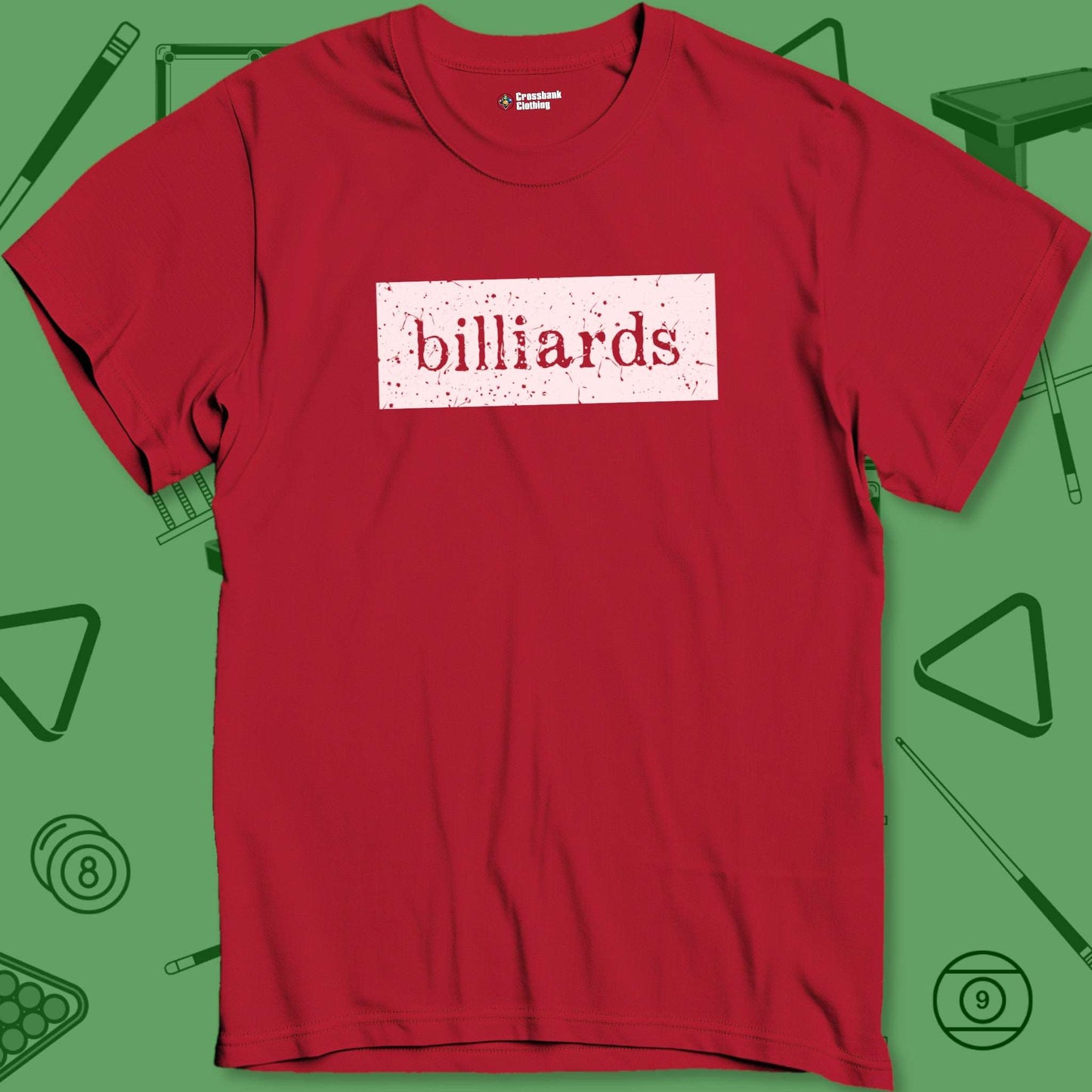 A T-Shirt with billiards-themed design from Crossbank Clothing