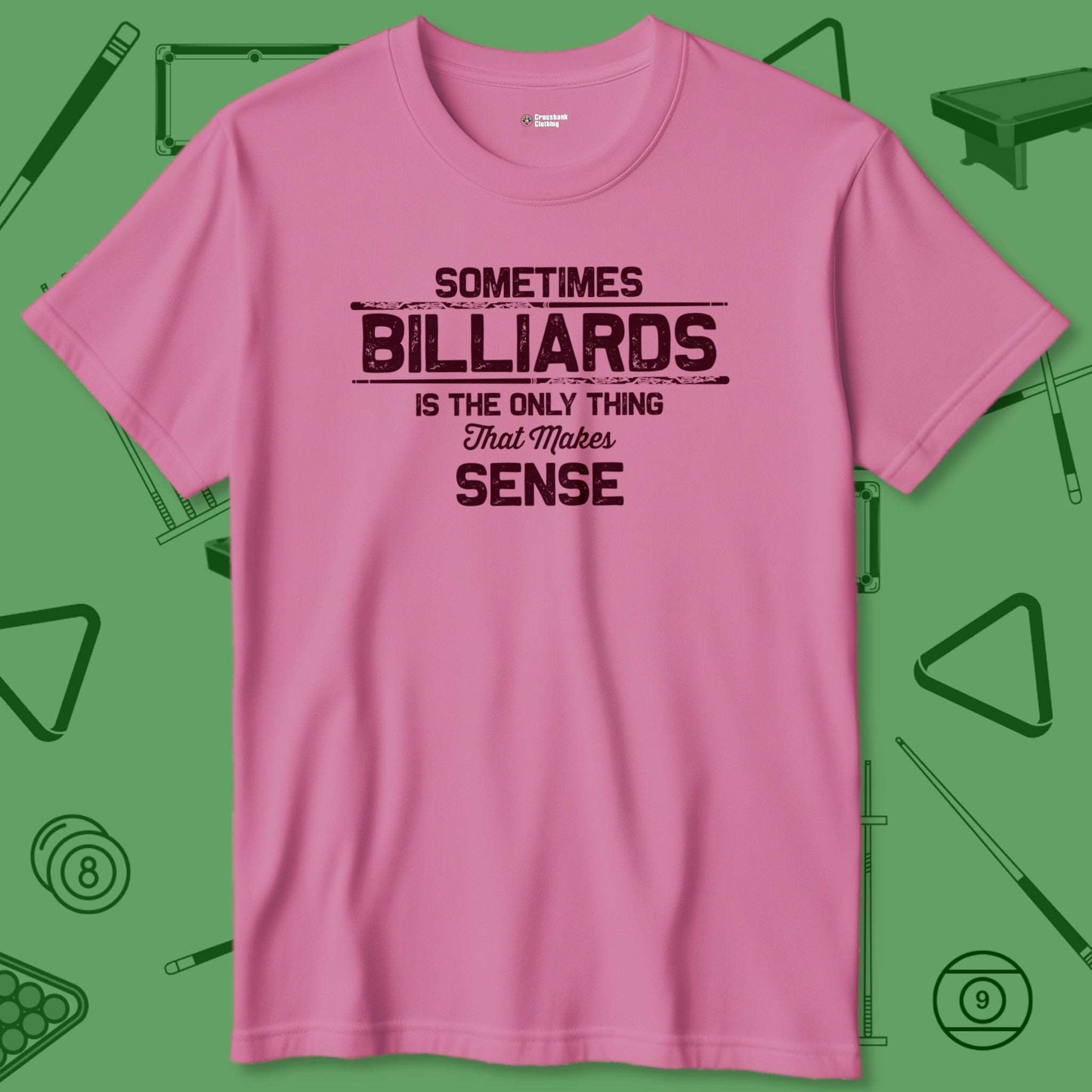 A T-Shirt with billiards-themed design from Crossbank Clothing