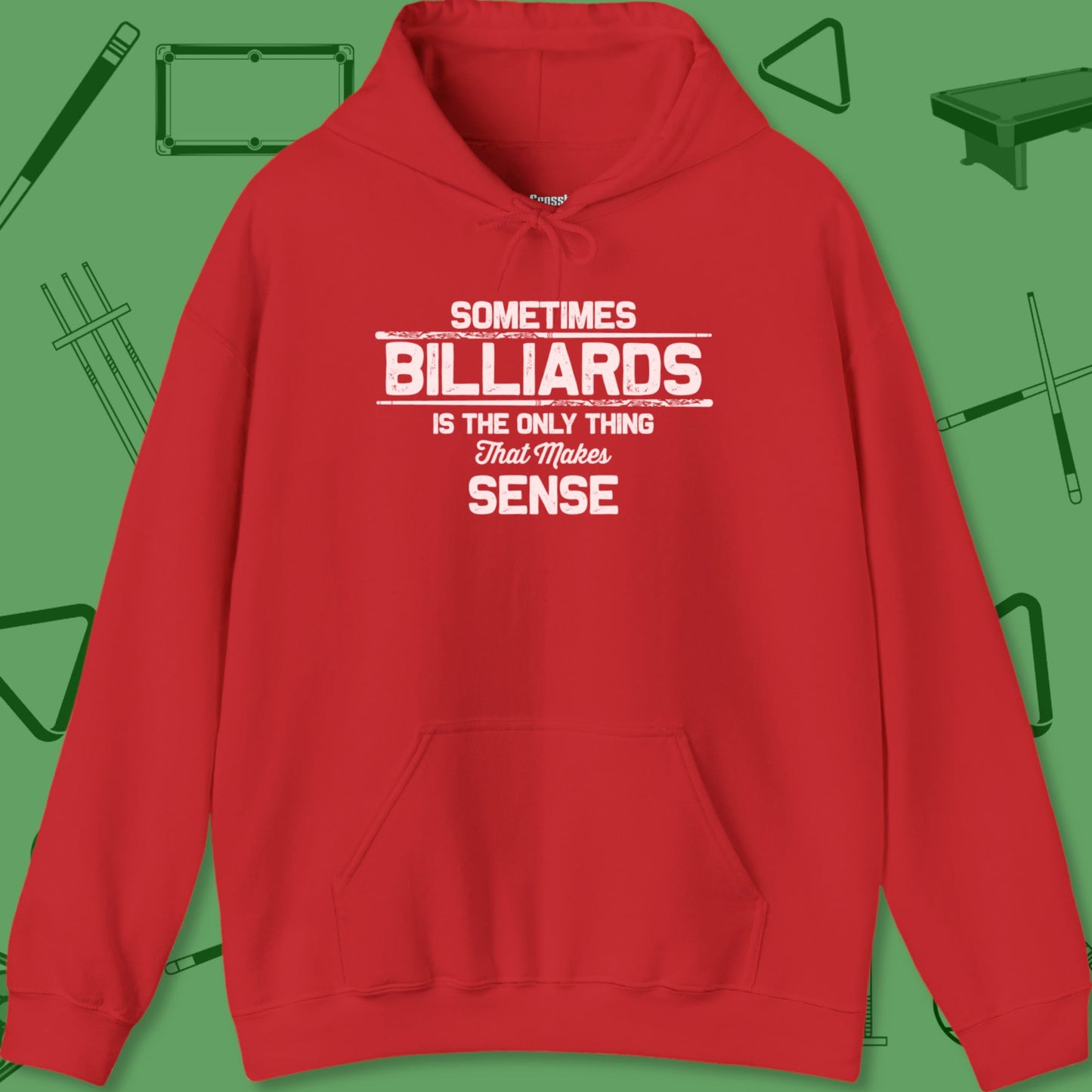 A Hoodie with billiards-themed design from Crossbank Clothing