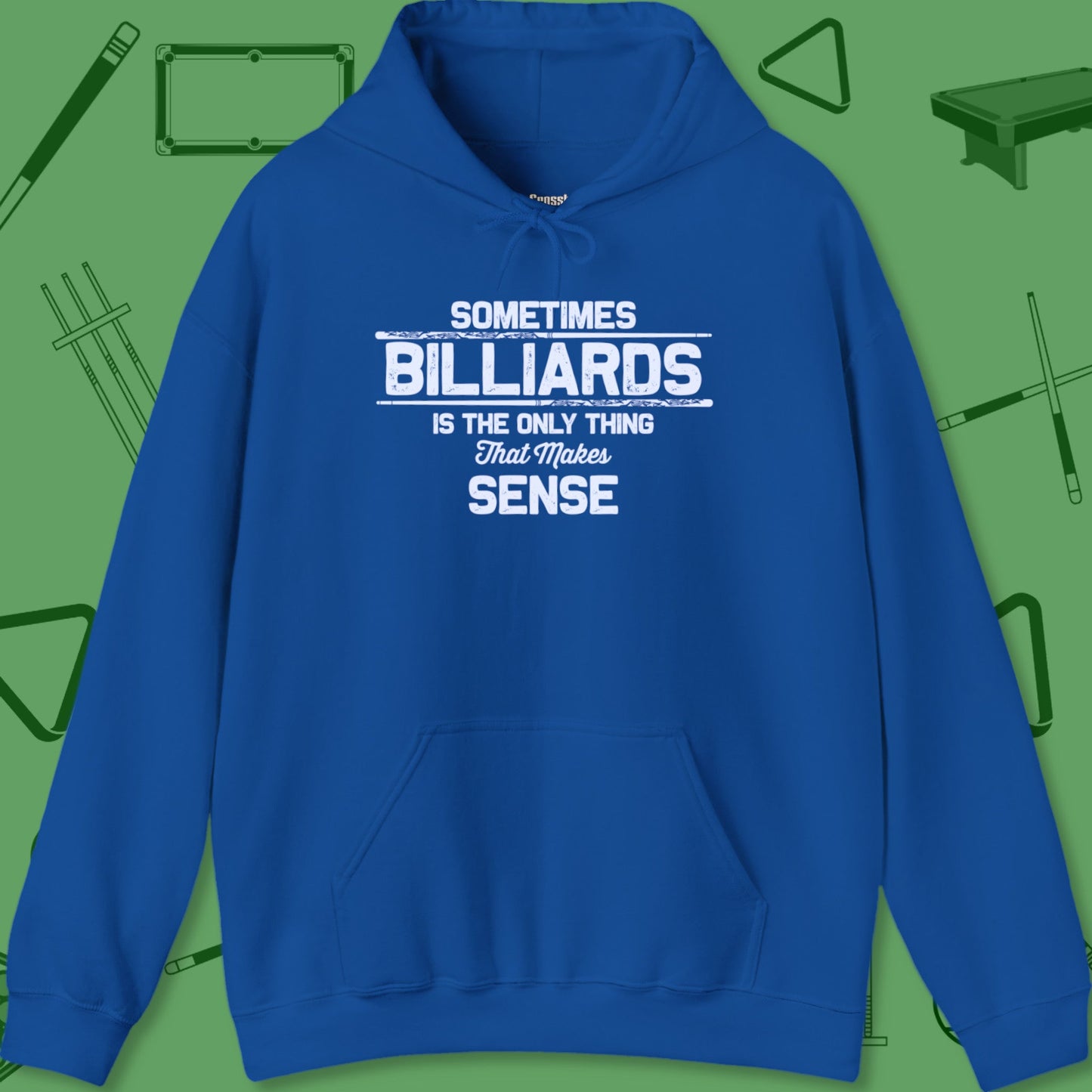 A Hoodie with billiards-themed design from Crossbank Clothing