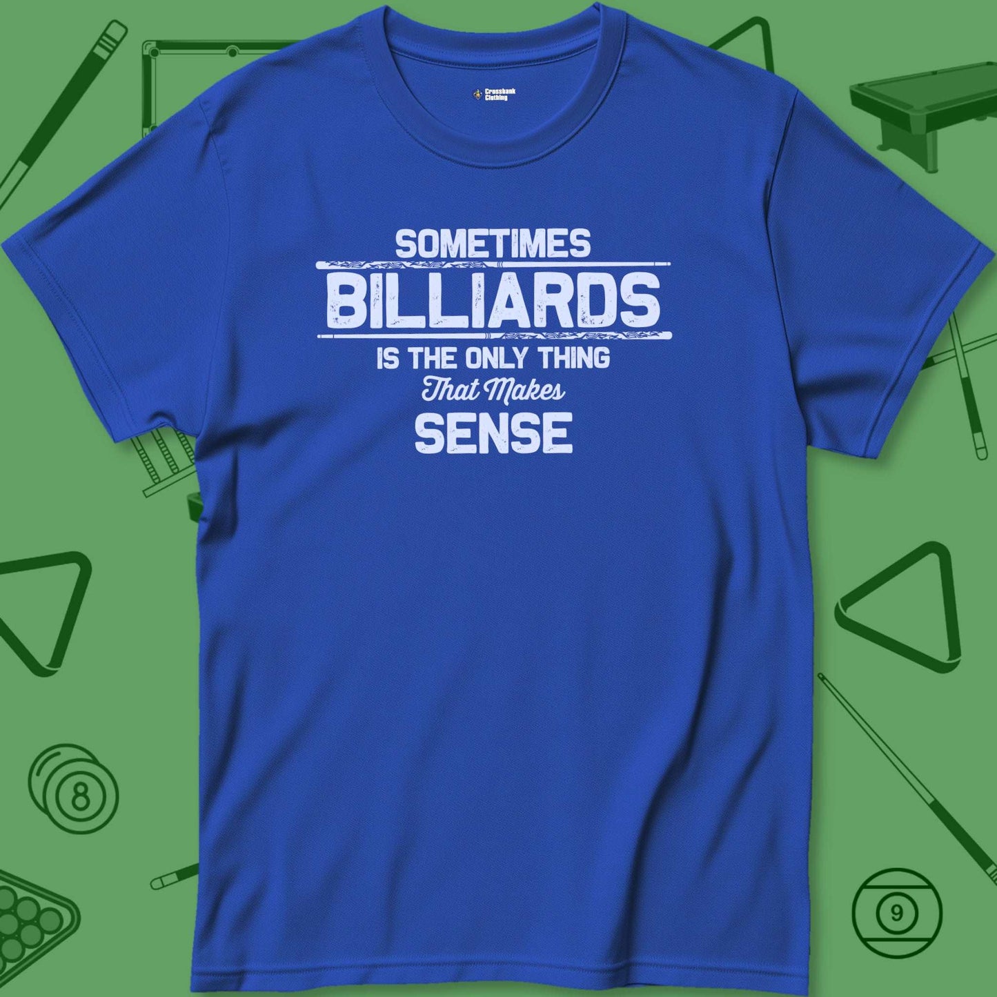 A T-Shirt with billiards-themed design from Crossbank Clothing