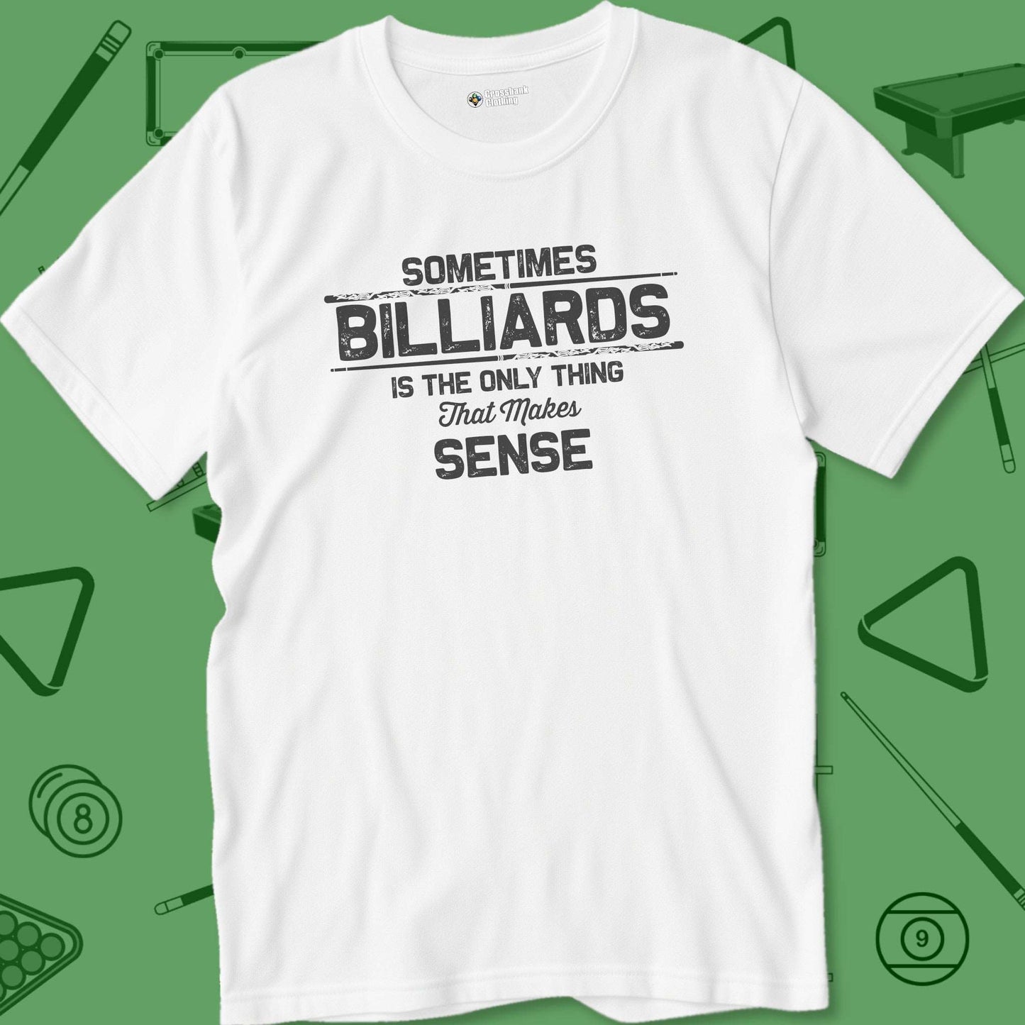 A T-Shirt with billiards-themed design from Crossbank Clothing