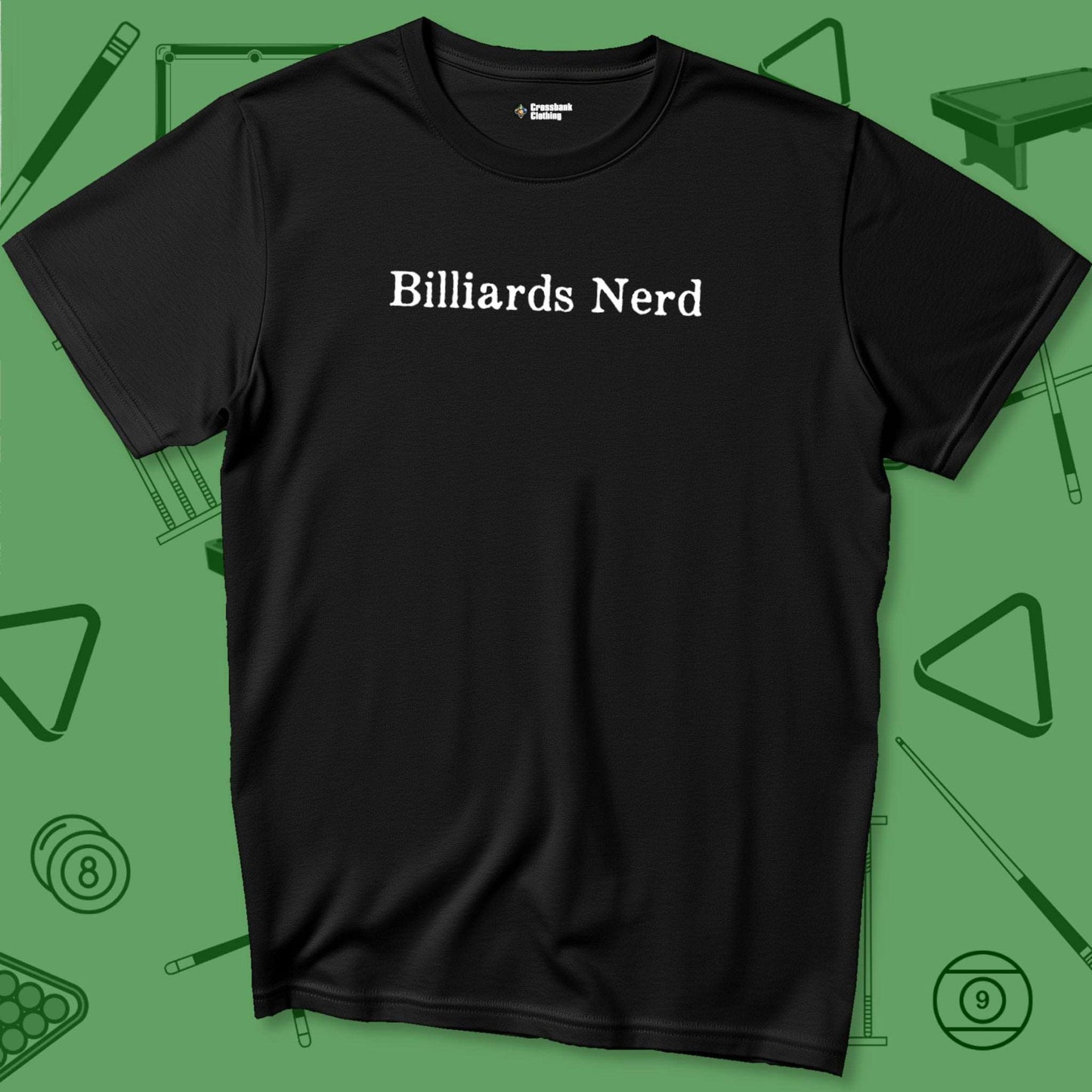 A T-Shirt with billiards-themed design from Crossbank Clothing