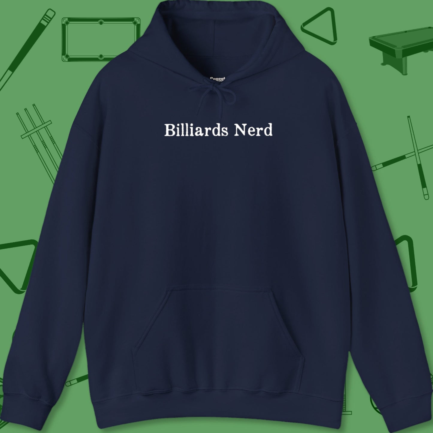 A Hoodie with billiards-themed design from Crossbank Clothing