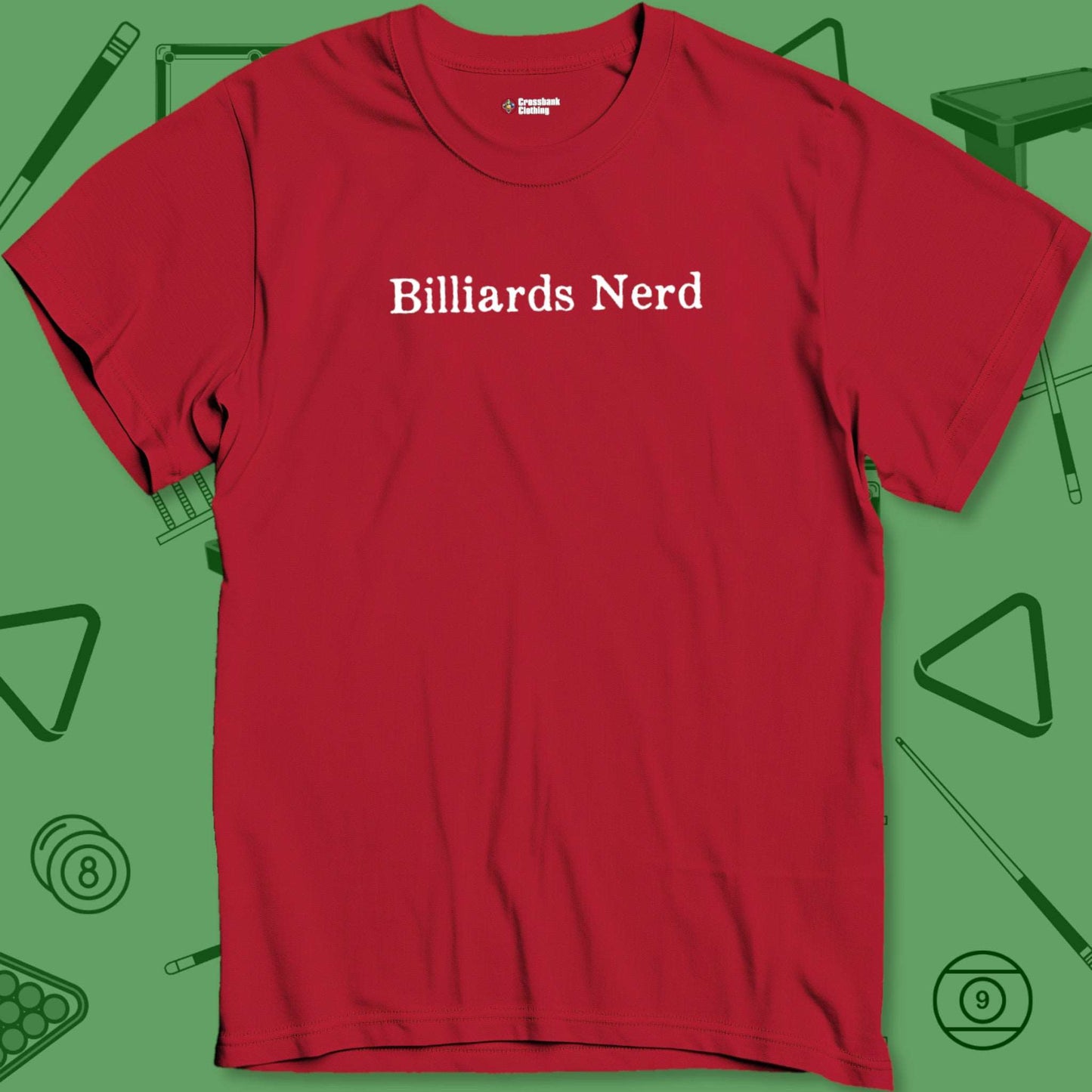 A T-Shirt with billiards-themed design from Crossbank Clothing